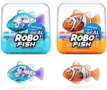 Robo Fish Series 3 Robotic Swimming Fish (Orange and Teal) Electronic pet Fish, Summer Pool Toy, Bath Toy, (2 Pack, Orange and Teal)