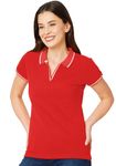 Wear Your Opinion Womens Premium Pique Polo Collar Neck T-Shirt (Red, Medium)