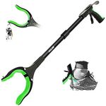 Jellas Reacher Grabber Tool, 360° Rotating Head, 32" Foldable Claw Grabber with Strong Grip Magnetic Tip and Shoehorn, Reaching Assist Tool for Trash Pick Up, Litter Picker, Arm Extension (Green)