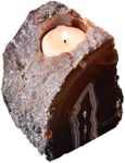 AMOYSTONE Agate Candle Holder (1-1.5lb) Holds Pillar & Tea Light Candles,Multi-Functional for Pillar Candles Makeup Brush Holder