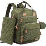 iniuniu Diaper Bag Backpack, iniuniu Large Unisex Baby Bags for Boys Girls, Waterproof Travel Back Pack with Diaper Pouch, Washable Changing Pad, Pacifier Case and Stroller Straps (Army Green)