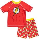 DC Comics Justice League The Flash Toddler Boys Cosplay Rash Guard and Swim Trunks Outfit Set 4T Red