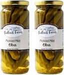 Redhawk Farms Mild Pickled Okra - Whole, Pickled Okra in a Jar with a Flavorful Vinegar Brine - All Natural Gourmet Snacks & Garnishes - Made In The USA (16 oz, Pack of 2)