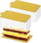 BAKEFY -100 Pcs Mini Cake Boards, Golden Paper Mousse Cake Boards Mini Cake Bases Cupcake Dessert Displays Tray Cardboard Pastry Base - Grease Proof & Moisture Resistant (Rectangular Cake Board)