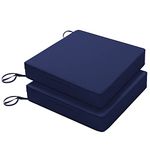 Favoyard Patio Chair Cushion 24 x 24 Inch Waterproof Outdoor Seat Cushions for Patio Furniture 3-Year Color Fastness Garden Sofa Couch Chair Pads with Handle and Adjustable Straps Set of 2, Navy Blue