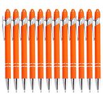 PASISIBICK 12 Pieces Orange Ballpoint Pen with Stylus Tip Black Ink 2 in 1 Stylus Metal 1.0 mm Medium Point Smooth Pen Rubberized Orange Pens for Touch Screen Tablet(12 PCS Orange)