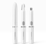 TOUCHBeauty Eyebrow Trimmer, Nose Ear Trimmer, 2 in1 Precision Electric Hair Remover, Painless for Face Chin Lips Neck Bikini-line Armpit, White