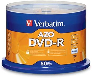 Verbatim DVD-R Blank Discs AZO Dye 4.7GB 16X Recordable Disc - 50 Pack Spindle,Silver