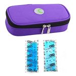 Portable Insulin Organizer Cooler Bag,ONEGenug Medical Care Protector Case Travel Cooler Bag with Ice Gel for The Diabetic (Purple + 2 Ice Pack)