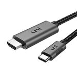 uni USB C to HDMI Cable (4K@60Hz, 2K@120Hz) Type-C to HDMI 2.0 [Thunderbolt 4/3 Compatible] for MacBook Pro/Air, iPhone 15 Series, iPad Pro, Surface Pro, Pixel Book, Galaxy S10, and More-Grey-1m