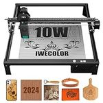IWECOLOR 10W Laser Engraver, 60W Higher Accuracy Laser Engraving Machine, Compresed Spot 0.06x0.06mm Laser Cutter for Wood and Metal, Dark Acrylic, Glass, Leather, Cutting Area 16.1"x15.7"