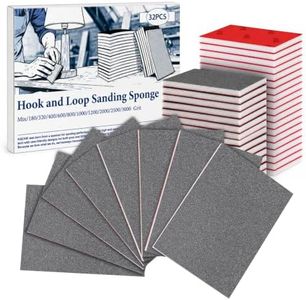 32-Pack 3x4 Inch 400 Grit Hook & Loop Sanding Sponges - Wet/Dry Foam Pads for Medium-Grit Surface Leveling on Wood, Metal & Automotive
