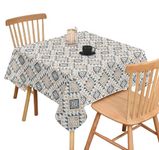 Oasis Home Collection Cotton Geometric Printed Square Table Cloth 2 Seater (Beige Ikat , Pack of 1)