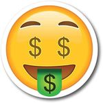 Magnet Me Up Dollar Sign Tongue Out Emoticon Magnet Decal, 5 Inch Round, Cute Self-Expression Decorative Magnet for Car, Truck, SUV, Or Any Other Magnetic Surface