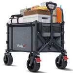COMLAX FIELD Festival Trolley on Wheels, 120L 100KG Folding Beach Trolley, Portable Camping Shopping Trolley Cart, Foldable Wagon Cart with Adjustable Handle, Grey