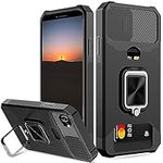 for iPhone 8 Plus Case,iPhone 7 Plus case,iPhone 6s Plus case, iPhone 6 Plus case with Card Holder,Slide Camera Cover and 360° Rotate Ring Kickstand Phone Case for iPhone 6 Plus/6s Plus/7 Plus/8 Plus