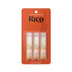 Rico Saxophone Reeds - Reeds for Alto Saxophone - Thinner Vamp Cut for Ease of Play, Traditional Blank for Clear Sound, Unfiled for Powerful Tone - Alto Sax Reeds 3 Strength, 3-Pack