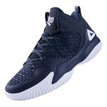 PEAK High Top Mens Basketball Shoes Lou Williams Streetball Master Breathable Non Slip Outdoor Sneakers Cushioning Workout Shoes for Fitness Navy Blue