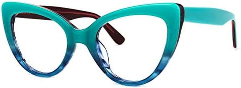 Zeelool Women's Stylish Cat Eye Blue Light Blocking Glasses 100% UV400 Protection Claudette ZOA01968-05 Blue-Green