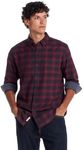 Weatherproof Vintage Mens Casual Soft Brushed Plaid Button-Down Flannel Shirt Burgundy