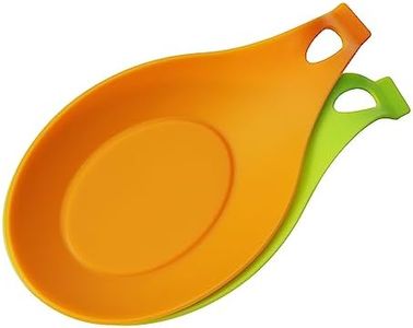 kwmobile Porta Cucchiaio in Silicone - Poggia Mestolo - Poggiamestolo Silicone - Porta Mestoli da Cucina - Set da 2 - Accessori Cucina - verde/arancione