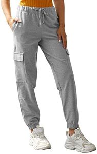 PULI Women Cotton Sweatpants Lightweight Fashion Workout Casual Stretch with Cargo Pockets Heather Grey S