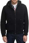 Levi's mens Washed Cotton Workwear Sherpa Hoody Bomber Denim Jacket, Black, Medium US