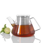 AdHoc TK50 ORIENT+ Teapot | Glass/Stainless Steel | Teapot With Infuser/Tea Strainer For Loose Leaf Tea | 1.5 Litres | (H)150mm x (D)180mm | Clear | Dishwasher Safe