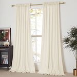 NICETOWN Thermal Insulated Velvet Curtains Ivory 96 Inch Length, Heavy Duty Keep Warm Drapes Room Darkening Thermal Insulated Curtains for Patio Hall Villa, Bedroom Window Treatment Set of 2 Panels