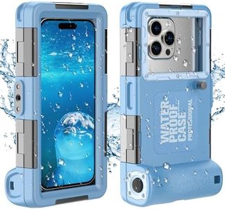 Underwater Snorkeling Diving Phone Case, Waterproof Underwater Phone Case for iPhone 16/15/14/13/12 Pro Max for Samsung Galaxy S24/S23/S22/S21, Compatible with 4.7-6.9 inch Smartphones (Blue)