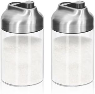Aelga Glass Sugar Dispenser with Pour Spout, Weighted Pourer, for Coffee, Tea and Baking (2 Pack)