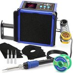 WEP 948DQ-II Double Filter Fume Extractor Soldering Iron Station 2-in-1 Solder Smoke Absorber, Soldering Fan with PID Control,℉/℃, Sleep Mode, Tip Cleaner, 3 Soldering Tips, 35g Solder