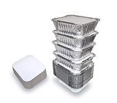 55 PACK - Aluminum Foil Pan Containers with Lids Take Out Pans Food Containers Disposable Easy Pack From Spare – 1Lb Capacity 5.5" x 4.5" x 1.9" – SMALL Size