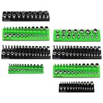 Magnetic Socket Organizer Holder Tool: 8PCS Set includes 2PCS 1/4", 4PCS 3/8", 2PCS 1/2" Drive Socket Storage Trays Toolboxs, Holding 199 Slots Soft Rubber Covering Black Green (sockets not included)