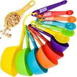 LUOCAI Measuring Spoons and Cups Measuring Spoons Sets Plastic Durable Stackable Measuring Spoon Set Measuring Cup Set for Measuring Dry,Liquids(12 Pack, Brights)