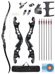 TOPARCHERY Metal Takedown Recurve Bow ,ILF Bow and Arrow Set 62" Recurve Hunting Bow for Outdoor Training Practice Right Hand