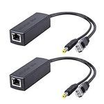 [2 Pack] Active POE Splitter Adapter, 48V to 12V, IEEE 802.3af Compliant 10/100Mbps up to 100 Meters for Surveillance Camera, Wireless Access Point and VoIP Phone