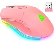 KLIM Blaze Rechargeable Wireless Gaming Mouse RGB NEW 2024 - High-Precision Sensor and Long-Lasting Battery - 7 Customizable Buttons - Up to 6000 DPI Wired & Wireless Mouse for PC Mac & PS4 PS5 Pink