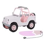 Our Generation OG Off Roader – 4x4 Vehicle Playset for 18-inch Dolls – Beach Themed Vehicle Featuring Surfboard