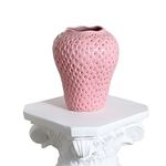 Strawberry Vase Ceramic Decorative Vase For Centerpieces Living Room ( Color : Pink , Size : H 9.8inch/25cm )