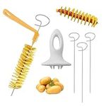 Kioiner Potato Spiral Cutter Set, Stainless Steel Tornado Potato Spiral Slicer Manual Slicer, Potato Twister with 4 Sticks for Potato Cucumber Carrot Fruit for Potato Tower Party BBQ Camping