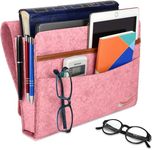 Bedside Organiser Pocket - Slip Resistant with Hook & Loop and Watch Straps for Bed Rails, Sofa, Bunk Bed - Felt Bedside Storage Caddy (Pink)