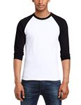 Fruit of the Loom Men's Baseball Classic Long Sleeve T-Shirt, White/Black, Medium