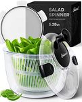 Joined Large Salad Spinner with Storage Lid, Drain, Bowl, and Colander - Quick and Easy Multi-Use Lettuce Spinner, Vegetable Dryer, Fruit Washer, Pasta and Fries Spinner - 5.28 Qt