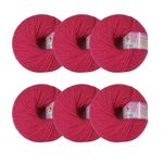 Vardhman Baby Soft Yarn Pack of 6 – 4-Ply Acrylic Wool 150g Total | Soft Yarn for Knitting & Crocheting Baby Blankets, Sweaters, Toys & Accessories | 86m per 25g Ball (1, Rose red)