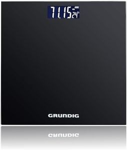 Grundig Balance Pese Personnne - Balance Precision jusqu'à 180 kg - pour mesures de poids corporel en kg/lb - jusqu'à 500 gr précise - avec Affichage Numérique - Noir - Verre