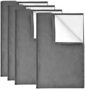 SEVENWELL 4pcs Jewelry Polishing Cleaning Cloth Large 10'' x 12'' for Sterling Silver Jewelry Gold, Diamond, Platinum, Precious Stones, Coins (Dark Gray)