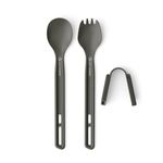Sea to Summit - Frontier Ultralight Cutlery Set - 1 Person, 2 Piece - Long Handle Camping Spoon & Spork + Adaptor Attachment - Hard Anodised Aluminium Camping Dinnerware - Smooth Matte Finish - 32g