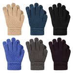 TAGVO Kid's Winter Magic Gloves, Children Stretchy Warm Magic Gloves, Boys or Girls Knit Gloves, Unisex Knit Full Finger Mittens for Toddler,6 Pairs