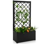 Giantex Raised Garden Bed with Trellis, 49'' Metal Vertical Planter with Garden Trellis, Diamond Lattice for Vine Plant Flower Climbing, Indoor & Outdoor Use for Yard Garden Balcony, Black